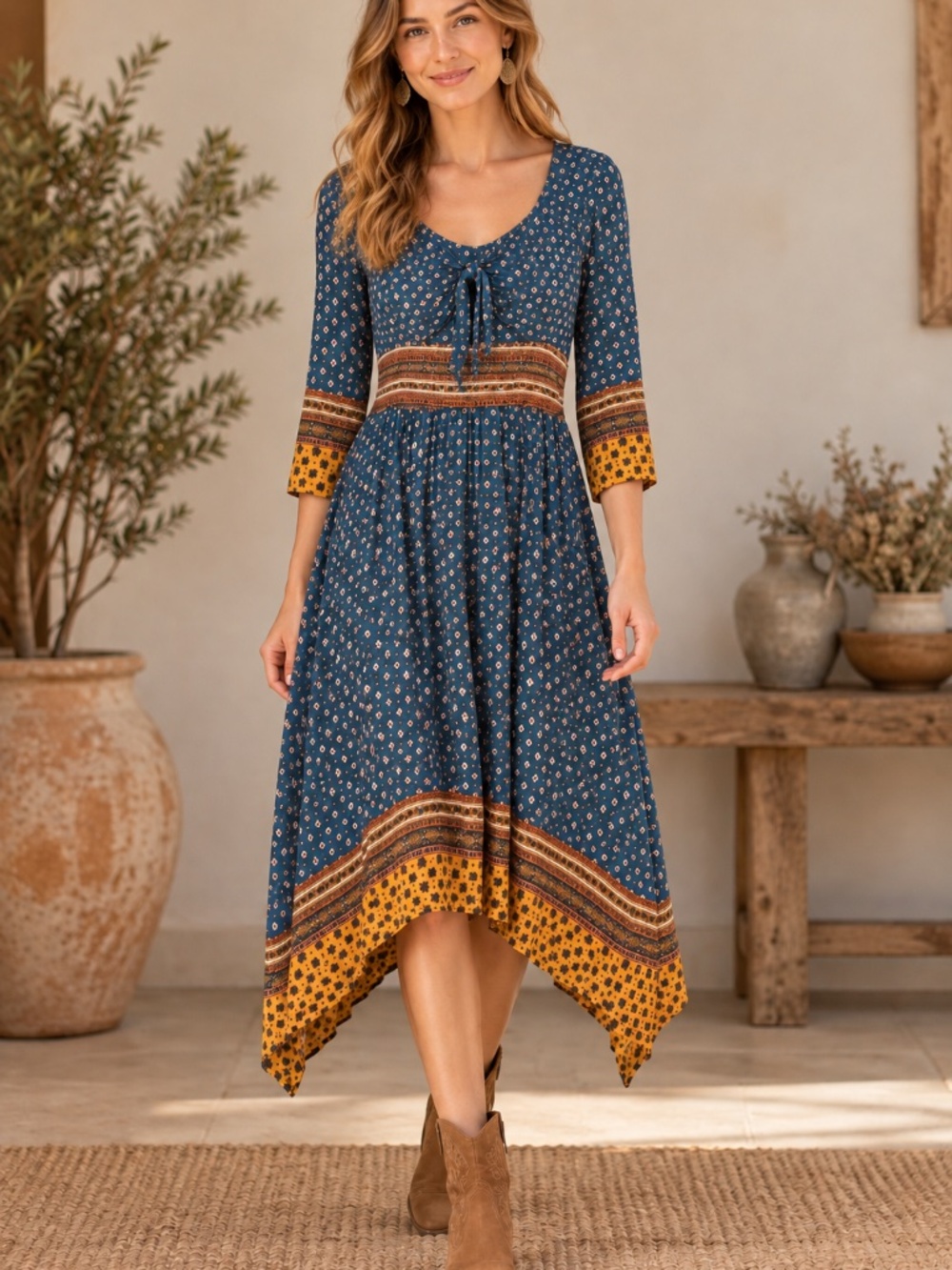 Anthropologie Mauve midi/maxi dress L stretch jersey boho contemporary prairie